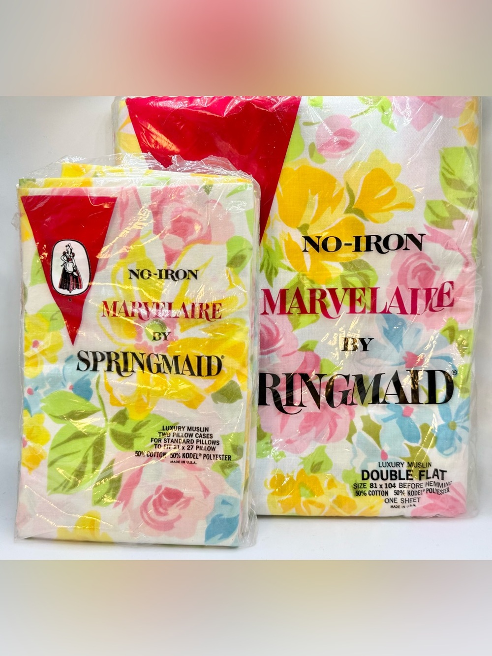 Springmaid Marvelaire No-Iron luxury muslin double flat & 2 standard pillowcases